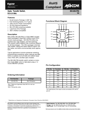 SW-283-PIN Datasheet PDF Tyco Electronics