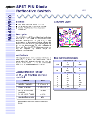MA4SW510 Datasheet PDF Tyco Electronics