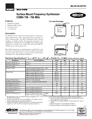 MLS9100-00752 Datasheet PDF Tyco Electronics