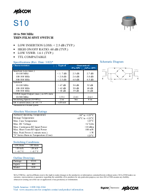 S10 Datasheet PDF Tyco Electronics