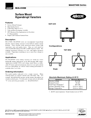 MA4ST405 Datasheet PDF Tyco Electronics