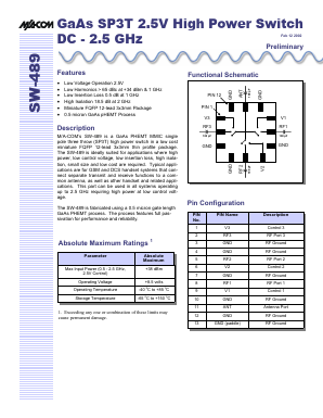 SW-489TR Datasheet PDF Tyco Electronics