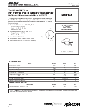 MRF141 Datasheet PDF Tyco Electronics