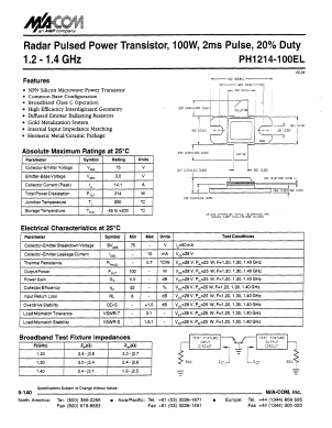 PH1214-100EL Datasheet PDF Tyco Electronics
