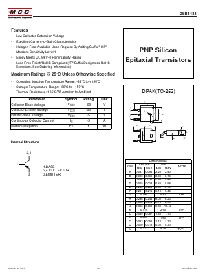2SB1184-TP-HF Datasheet PDF Micro Commercial Components