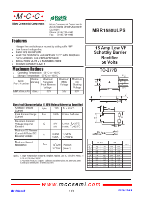 MBR1550ULPS Datasheet PDF Micro Commercial Components