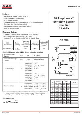 MBR1045ULPS Datasheet PDF Micro Commercial Components