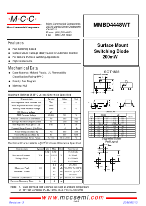 MMBD4448WT Datasheet PDF Micro Commercial Components