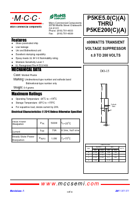 P5KE78-BP Datasheet PDF Micro Commercial Components