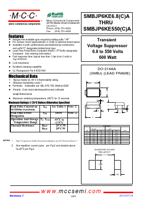 SMBJP6KE10A-TP-HF Datasheet PDF Micro Commercial Components