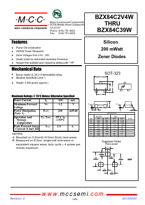 BZX84C10W-TP Datasheet PDF Micro Commercial Components