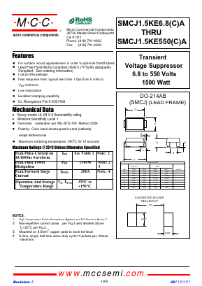 SMCJ1.5KE10A Datasheet PDF Micro Commercial Components
