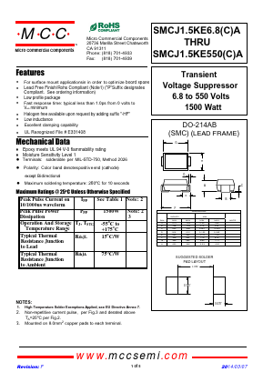 SMCJ1.5KE10CA Datasheet PDF Micro Commercial Components