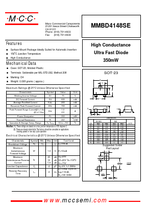 MMBD4148SE Datasheet PDF Micro Commercial Components