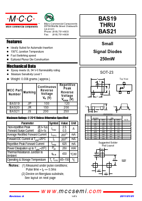 BAS21 Datasheet PDF Micro Commercial Components