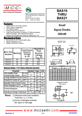 BAS19-TP Datasheet PDF Micro Commercial Components