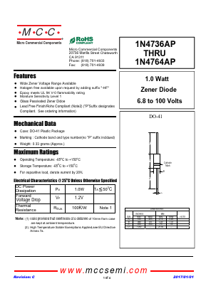 1N4745AP-BP-HF Datasheet PDF Micro Commercial Components