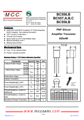BC556B-BP Datasheet PDF Micro Commercial Components