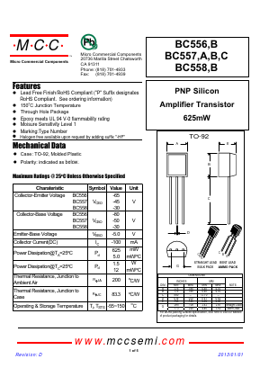 BC556-BP-HF Datasheet PDF Micro Commercial Components