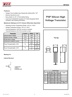 MPSA94-BP-HF Datasheet PDF Micro Commercial Components