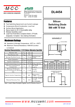 DL4454-TP Datasheet PDF Micro Commercial Components