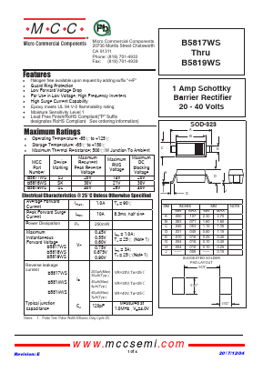 B5817WS Datasheet PDF Micro Commercial Components