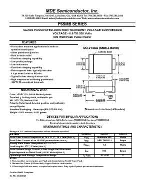 P6SMB180A Datasheet PDF MDE Semiconductor, Inc.