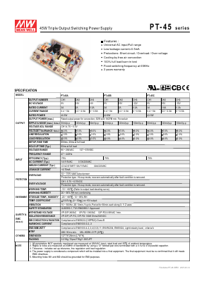 PT-45 Datasheet PDF Mean Well Enterprises Co., Ltd.