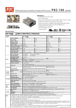 PSC-100B Datasheet PDF Mean Well Enterprises Co., Ltd.