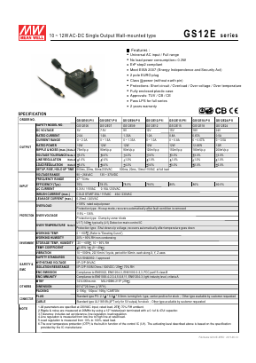 GS12E05-P1I Datasheet PDF Mean Well Enterprises Co., Ltd.