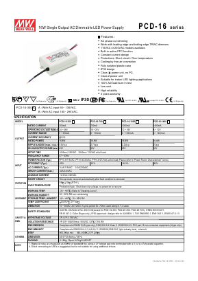 PCD-16 Datasheet PDF Mean Well Enterprises Co., Ltd.