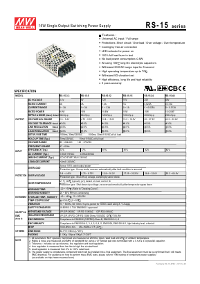 RS-15-48 Datasheet PDF Mean Well Enterprises Co., Ltd.