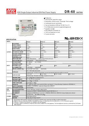 DR-60-5 Datasheet PDF Mean Well Enterprises Co., Ltd.