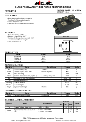 P2D50S16 Datasheet PDF Master Instrument Corporation