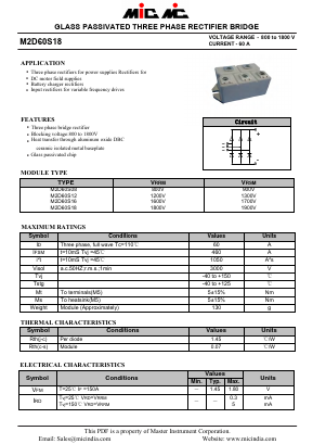 M2D60S16 Datasheet PDF Master Instrument Corporation