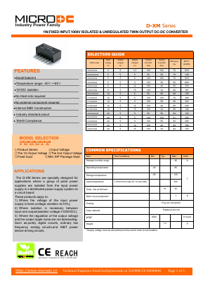 D050509XM Datasheet PDF Microdc power Technology Co., Ltd