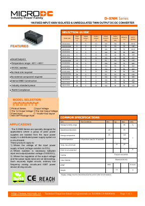 D-XNM Datasheet PDF Microdc power Technology Co., Ltd