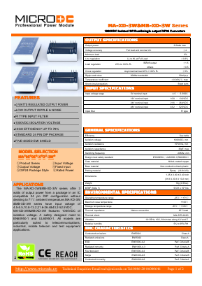 MB1212XD-3W Datasheet PDF Microdc power Technology Co., Ltd
