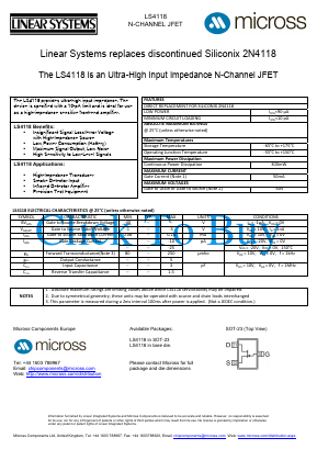 LS4118_SOT-23 Datasheet PDF Micross Components