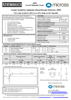 J500 Datasheet PDF Micross Components