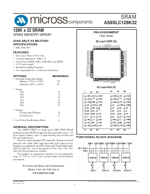 AS8SLC128K32Q-20/XT Datasheet PDF Micross Components