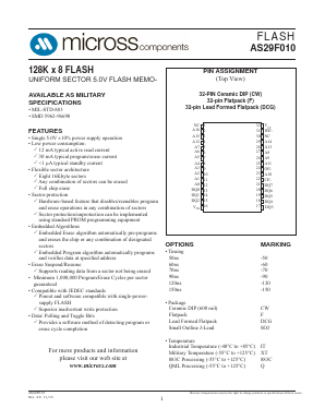 AS29F010DCG-70/IT Datasheet PDF Micross Components