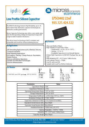 LPSC0402-22NF Datasheet PDF Micross Components