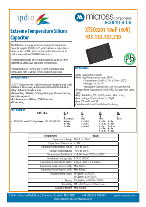 XTSC0201-10NF-30V Datasheet PDF Micross Components