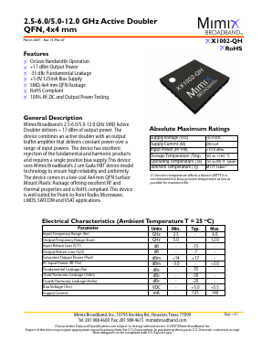 XX1002-QH-0G0T Datasheet PDF Mimix Broadband