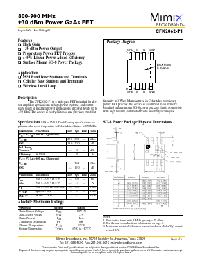 CFK2062-P1-000T Datasheet PDF Mimix Broadband