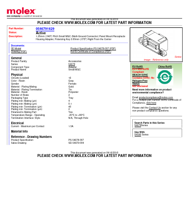 54679-1629 Datasheet PDF Molex Connectors