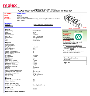 70502-50 Datasheet PDF Molex Connectors