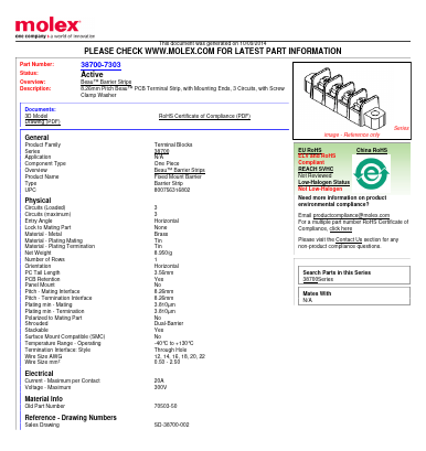 38700-7303 Datasheet PDF Molex Connectors