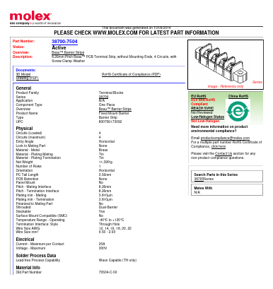 70504-C-50 Datasheet PDF Molex Connectors